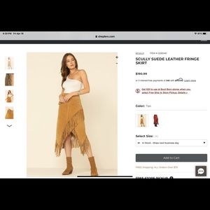 Scullysuede leather fringe skirt